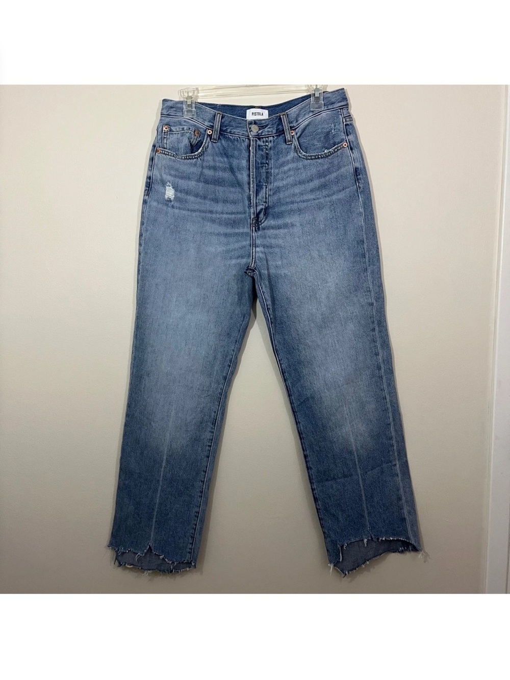 pistola Light Blue Straight-Leg Cropped Jeans